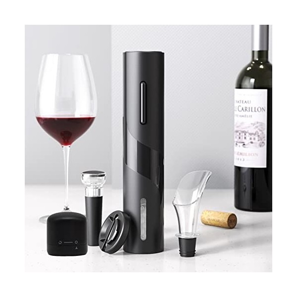 Tire-Bouchon Électrique 5 en 1 Ouvre-Bouteille Électrique de Ensemble-cadeau à Piles avec Coupe-Capsule, Bouchon de Bouteille