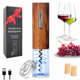 FISHTEC Coffret Tire-Bouchon Electrique Rechargeable – Éclairage LED bleu, Base Coupe Capsule, Ouverture Automatique, Base de