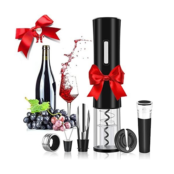 Rovtop Tire-bouchon électrique 5 en 1 professionnel avec coupe-capsule, verseur, bouchon, décapsuleur, accessoires de vin, ti