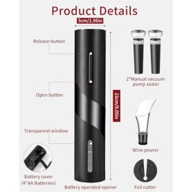 FAOKZE Tire bouchon electrique, ouvre bouteille electrique, Set douvre-bouteille à vin contient un coupe-film, un bec verseu