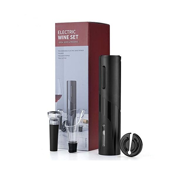 Kavydens Kit douverture de bouteille de vin électrique rechargeable, bouchon de vide, coupe-feuille
