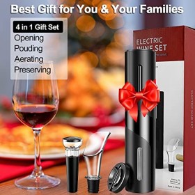 Tire Bouchon Électrique, Ouvre Bouteille de vin Électrique Professionnel 4 en 1, Tire Bouchon Automatique à Piles avec Coupe 