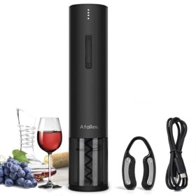 Ataller ouvre bouteille de vin electrique Tire-bouchon électrique rechargeable avec coupe-capsule et câble de charge USB