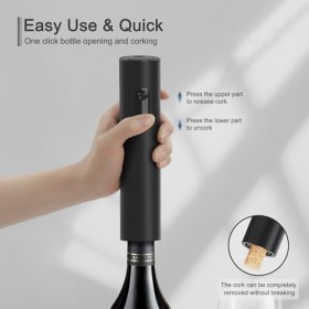 ELMWAY Ouvre-bouteille électrique tire-bouchon électrique pour bouteille de vin - Ouvre-bouteille sans fil à piles pour la ma