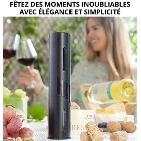 CPTEC Tire Bouchon Electrique Rechargeable, Ouvre Bouteille Automatique, Coupe-Capsule, Chargeur USB, Verseur Aérateur, Bouch
