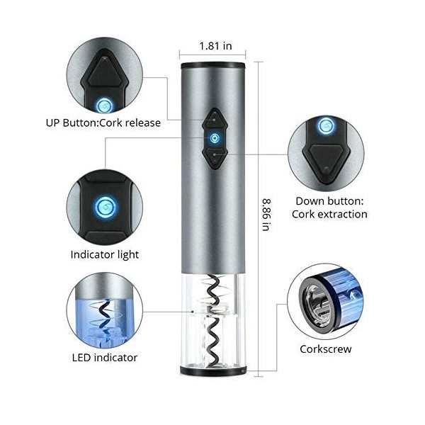 Kavydens Electric Wine Opener, Cordless Wine Bottle Opener kit with Foil Cutter