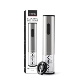 VINAK Tire-bouchon électrique à piles en acier inoxydable avec coupe-capsule et spirale téflonée | Décapsuleur électrique au 