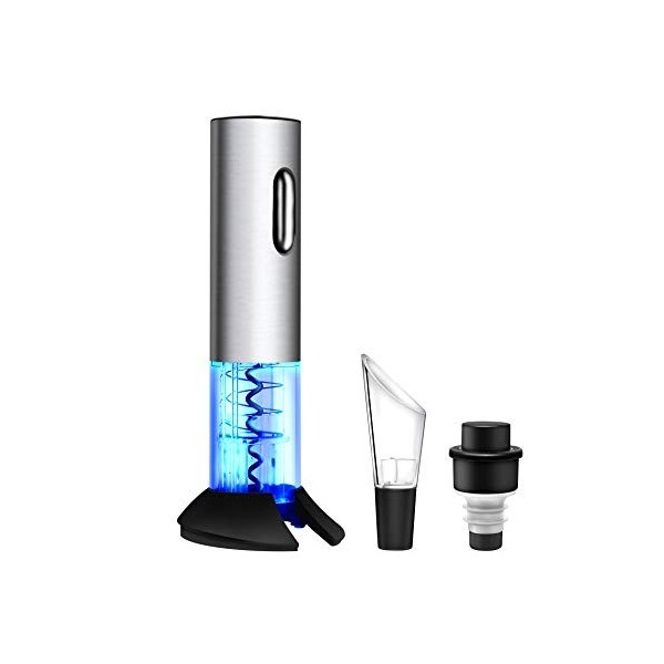 WIWONEY Tire-bouchon Electrique Rechargeable en Acier Inoxydable Avec Port de Charge USB - Coupe-Capsule de Petite Taille, po