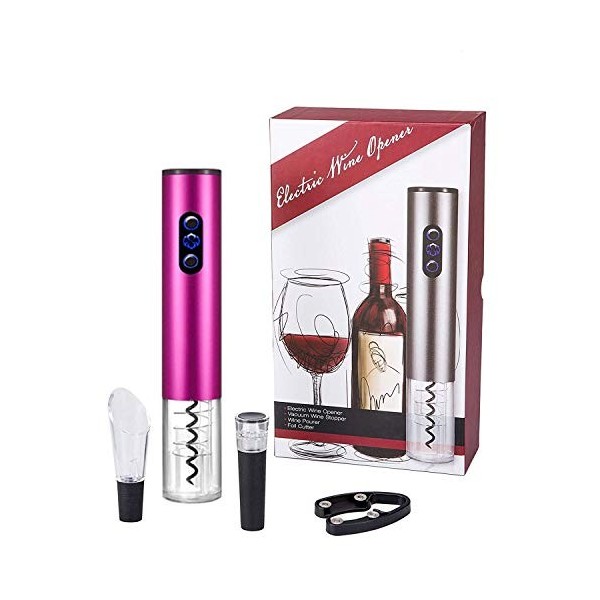Bi-Komfort Ouvre-Bouteille Électrique, Tire-Bouchon Électrique, Décapsuleur Automatique, Set Cadeau Ouvre-Vin avec Tire-Bouch