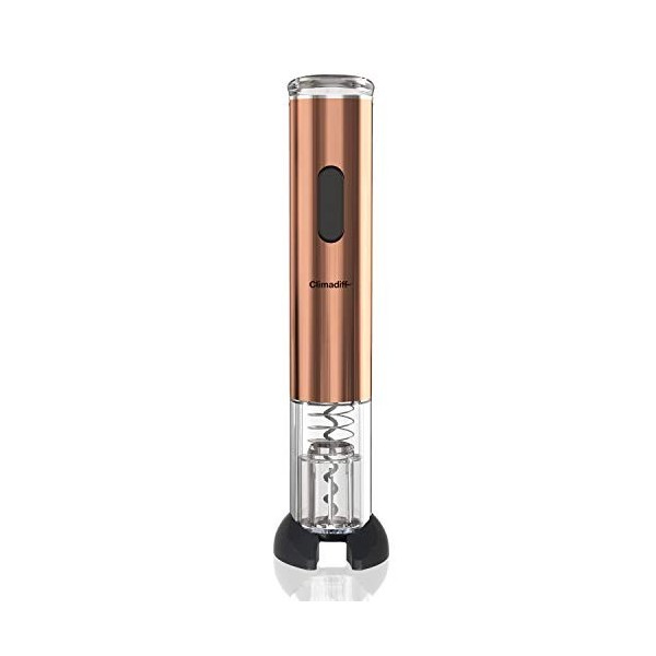 Climadiff - Tire-Bouchon Électrique TB5040 - Couleur Cuivre-Rosé - Ouvre-Bouteille Automatique Portable, Coupe Capsule Intégr