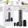 MOODIQUE Tire-bouchon électrique pour vin Set professionnel rechargeable USB et LED pour niveau de batterie, ouvre-bouteille 