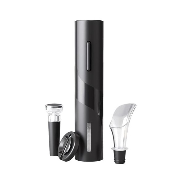 Ensemble tire-bouchon électrique 2 en 1 à piles avec bouchon à vide, coupe-capsule et bec verseur pour les amateurs de vin