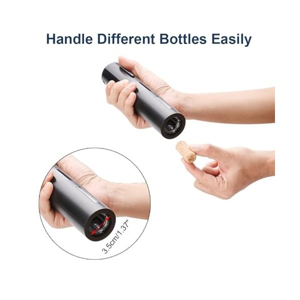 Ensemble tire-bouchon électrique 2 en 1 à piles avec bouchon à vide, coupe-capsule et bec verseur pour les amateurs de vin