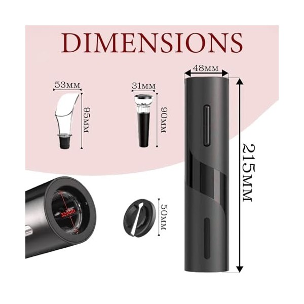 Tire Bouchon Électrique, 4 en 1 Set Ouvre Bouteille Electrique, Ouvre-Bouteille Automatique, Tire Bouchon Electrique Recharge