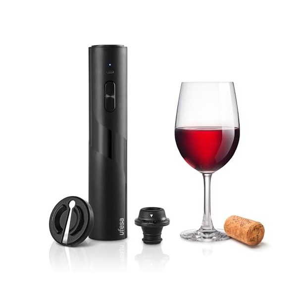 Ufesa EasyVac Set tire-bouchon électrique 2 en 1, ouvre-bouteille de vin, bouchon de vide, rechargeable USB C, ouvre les bout