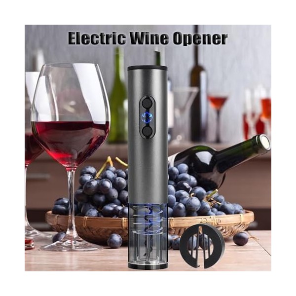 Tire-bouchon électrique automatique – Ouvre-bouteille de vin sans fil à piles avec coupe-capsule – Tire-bouchon rechargeable 