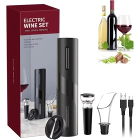 Set électrique pour vin, décapsuleur USB rechargeable, verseur, bouchon sous vide, coupe-papier.