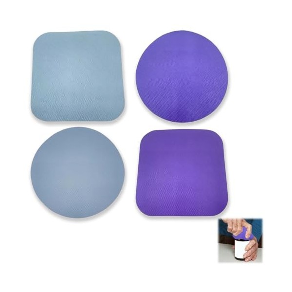 Lot de 4 tampons de préhension réutilisables en caoutchouc pour couvercles de bocaux - Convient à la plupart des bouteilles,