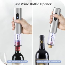 ELMWAY Ensemble tire-bouchon électrique avec coupe-capsule, décapsuleur sans fil en acier inoxydable à piles pour la maison 