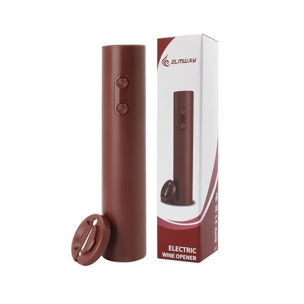 ELMWAY Tire-bouchon électrique sans fil à piles pour la maison, les bars coupe-capsule et 4 piles AA non incluses - Rouge