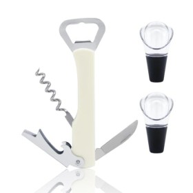 HW Ouvre-bouteilles et verseur de vin multi fonctionnel 3 en 1, ensemble professionnel avec tire-bouchon, lame pour film et d