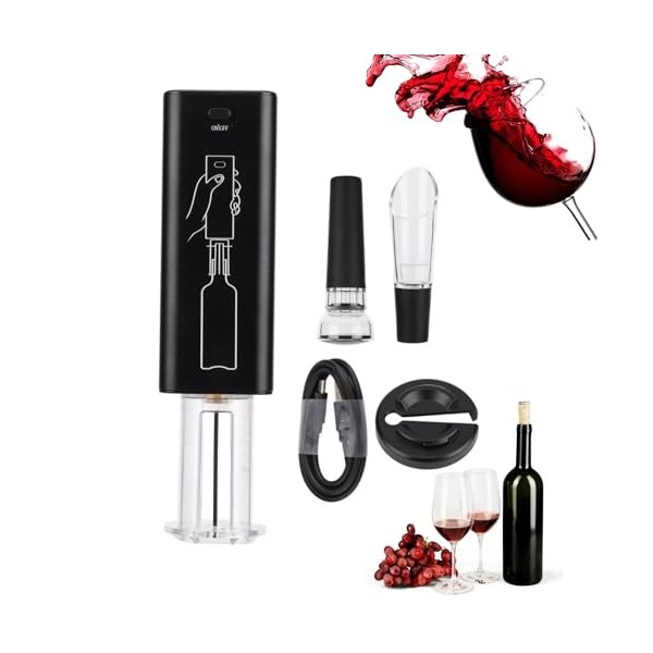 4 Pièces Ouvre-bouteille De Vin électrique Tire-bouchon Automatique Noir Ouverture Rapide Ouvre-bouteille Sans Fil Pour Anniv