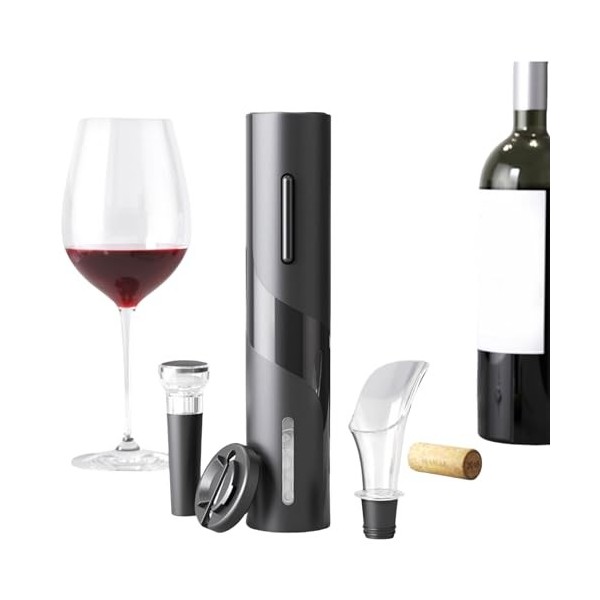 Topyond Ouvre-Bouteille De Vin électrique USB 4 en 1, Tire-Bouchon avec Verseur, Coupe-Capsule, Ensemble De Bouchons sous Vid