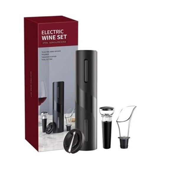 Deals Ouvre-bouteille électrique ensemble douvre-bouteille électrique avec pile coupe-papier feuille bouchon bouteille de vi