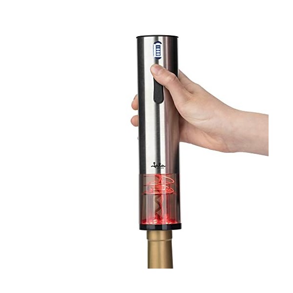 JATA HOGAR HVIN2201 - Ouvre-vin électrique - Tire-bouchon en acier inoxydable - Convient pour nimporte quel bouchon - Autono