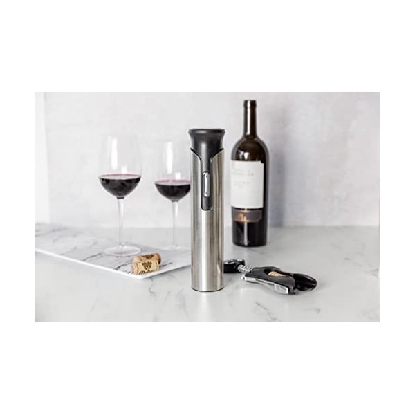 BarCraft Tire-bouchon électrique en acier inoxydable avec coffret cadeau Argenté