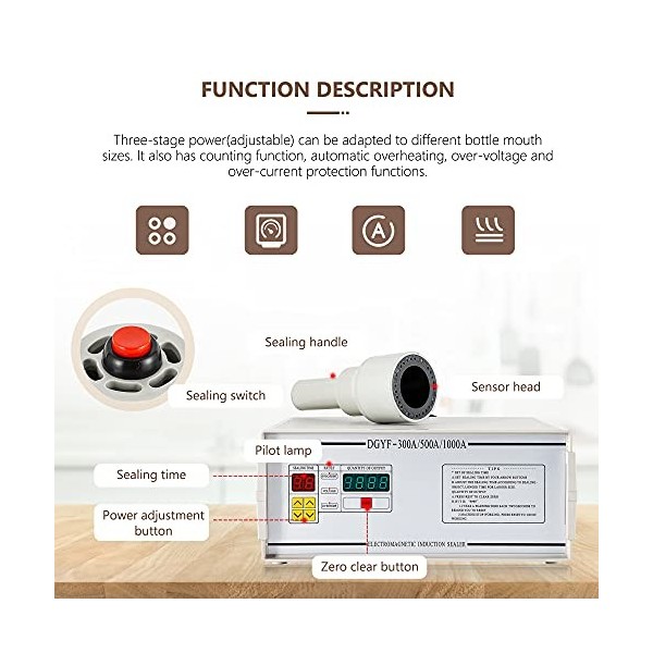 NEWTRY - Bouchon de bouteille manuel à induction - Réglage automatique de la puissance - Petit diamètre 10-50 mm blanc