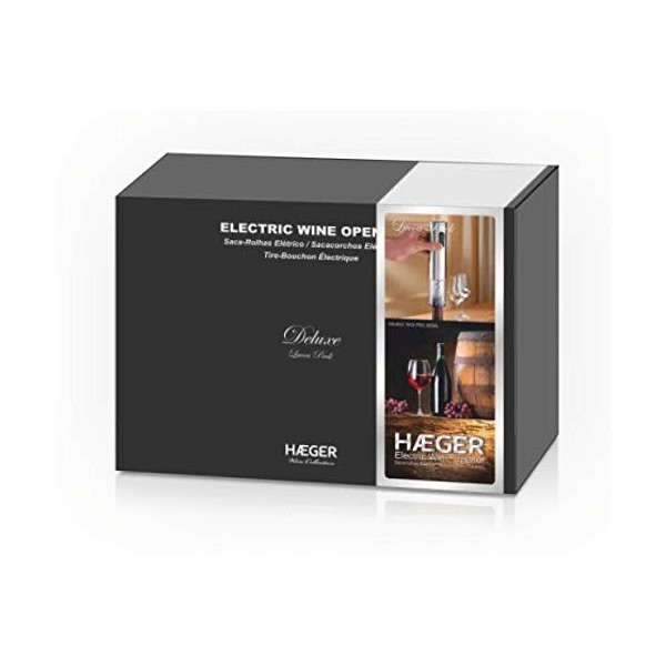HAEGER LUCCA PACK - Décapsuleur de vin rechargeable, support de charge élégant avec coupe-capsule + 4 accessoires, tire-bouch
