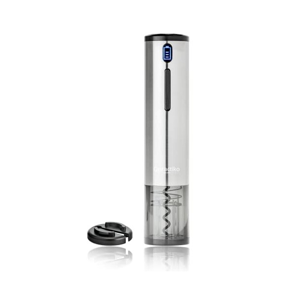 Qpractiko - Tire-bouchon Électrique Rechargeable | Ouvre jusquà 70 Bouteilles | Indicateur LED | Coupe-Capsule Inclus | Char