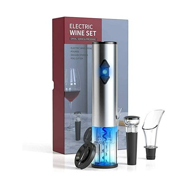 Kavydens Ensemble de tire-bouchons électriques pour bouteille de vin, Alimentation par piles kit de tire-bouchon automatique 
