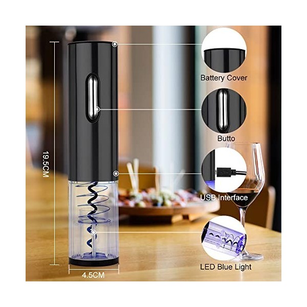 Gohytal Tire-Bouchon Électrique Rechargeable USB,Ouvre-Bouteille de vin Automatique avec Coupe-Capsule Cadeau pour le vin Acc