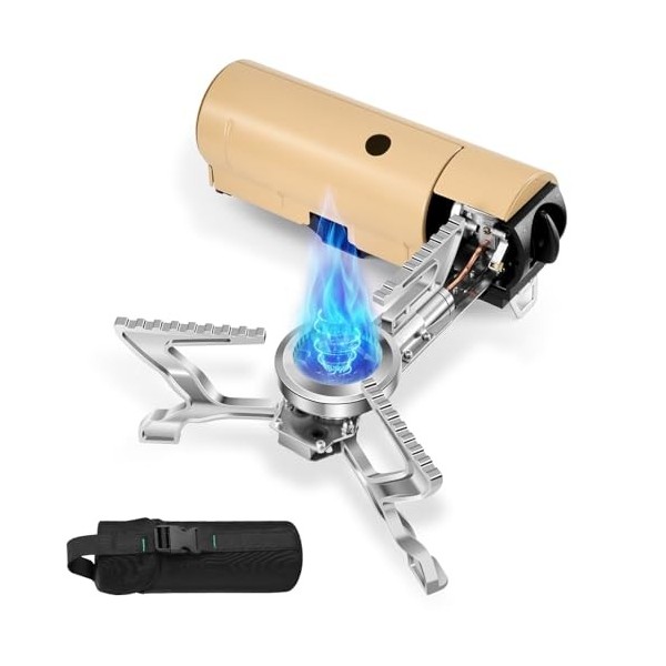 Odoland Réchaud de Camping Pliable, Réchaud Butane Portable 1400W avec Sac de Rangement, Idéal pour le Camping, les Voyages e