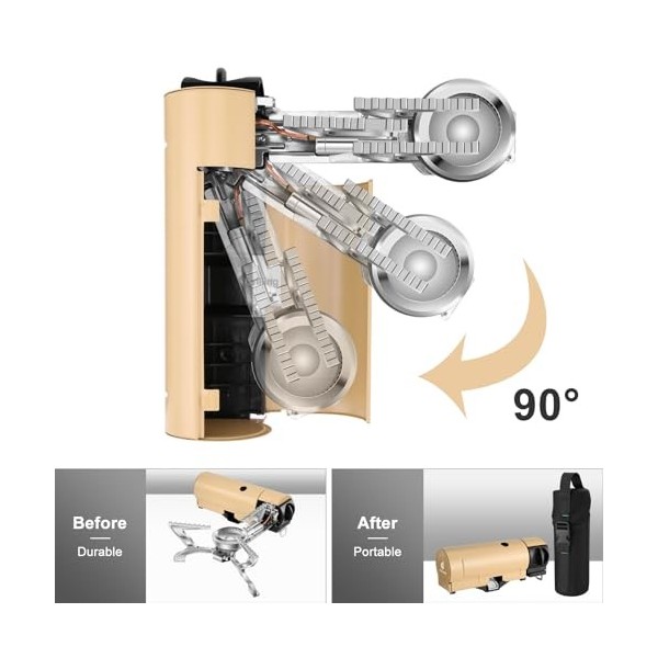 Odoland Réchaud de Camping Pliable, Réchaud Butane Portable 1400W avec Sac de Rangement, Idéal pour le Camping, les Voyages e