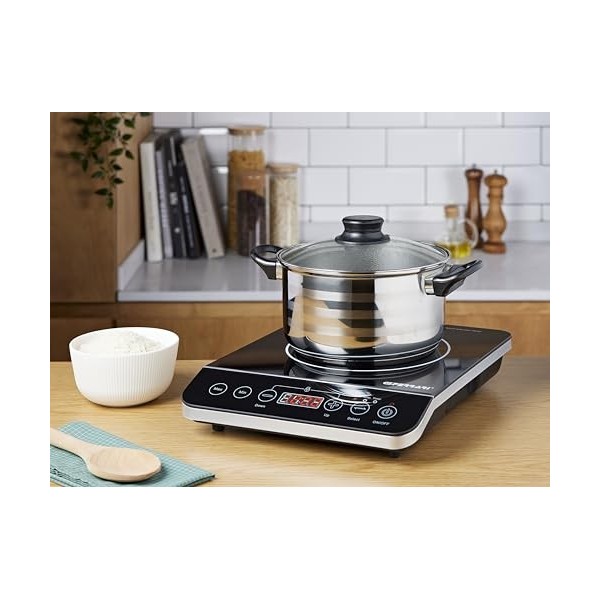 G3 Ferrari G10061 Plaque à Induction Seul "Énergie", 2000 W, Verre Tempéré, Noir