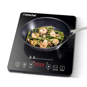 Plaque Induction Portable AMZCHEF, plaque de cuisson à induction de 2000 W avec corps mince, 10 niveaux de puissance, 10 régl