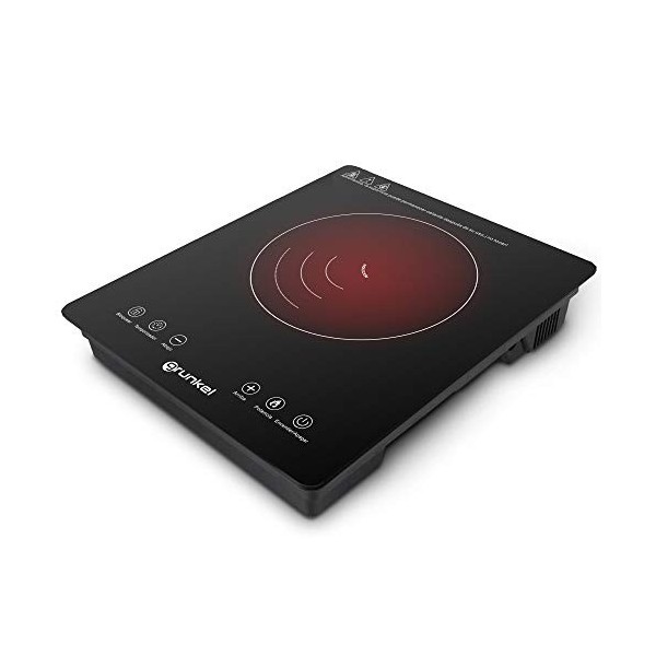 Grunkel - PIN-2000 - Plaque à induction portable avec commandes tactiles et 8 niveaux de puissance, arrêt automatique de sécu