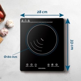 Grunkel - PIN-2000 - Plaque à induction portable avec commandes tactiles et 8 niveaux de puissance, arrêt automatique de sécu
