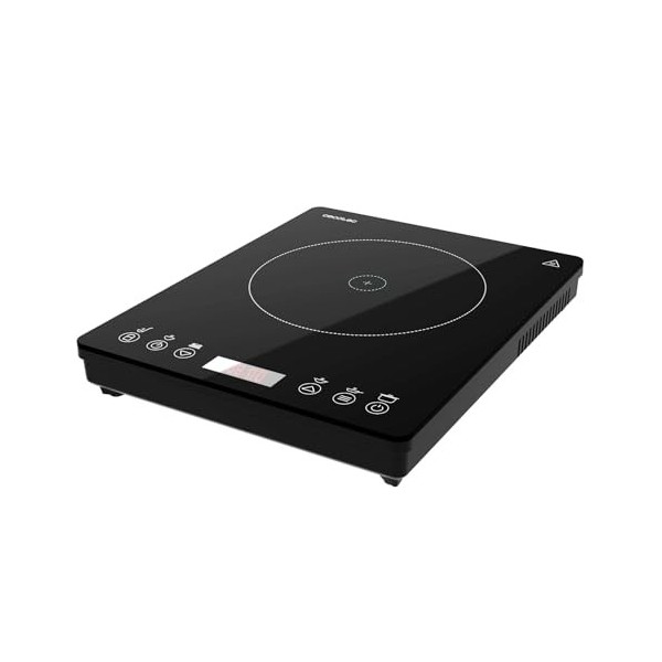 Cecotec Plaque à Induction Portable 1 Feu Full Magma Slim. Puissance de 2000W réglable sur 8 niveaux, design en verre haute r