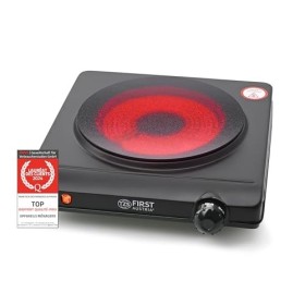 TZS First Austria Plaque de Cuisson Infrarouge Vitrocéramique, 1250W, Plaque Électrique avec Foyer de 19cm de Diamètre, 5 Niv