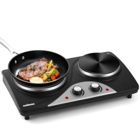 CUSIMAX 2500W plaque de cuisson double électrique avec protection contre la surchauffe, plaque de cuisson mobile pour usage i