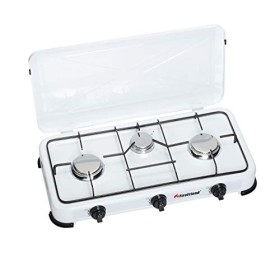 Firefriend - Réchaud à gaz - 3-Brûleurs - 2x 1500 Watt et 1x 1000 Watt - Blanc, Métal