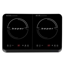 BEPER BF.720 Plan de cuisson à induction double, 3500 W, cristal anti-rayures, ABS, noir