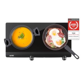 TZS First Austria Plaque de Cuisson Vitrocéramique 2 Feux, 2500W, Infrarouge, Plaque Electrique avec 2 Plaques Chauffantes de