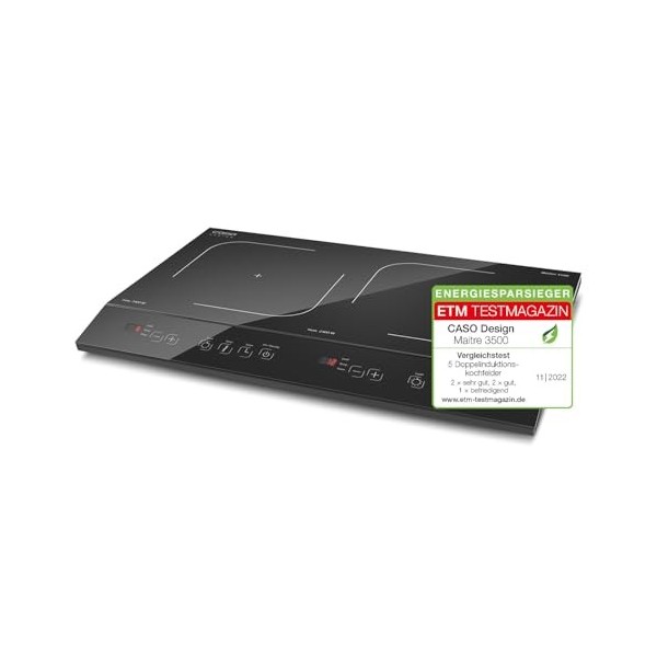 Caso Maitre 3500 Plaque à induction double mobile, 3500 W PowerSharing, SmartControl 12 positions, 60-240°C, 180 min. timer, 
