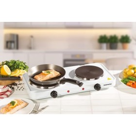 FINE ELEMENTS SDA1676 2500W Double plaque chauffante en fonte de haute qualité avec indicateur thermostatique, pieds antidéra