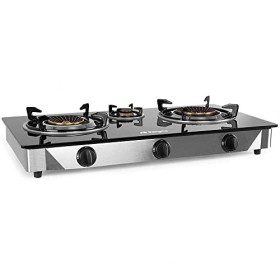 Orbegozo Fo 3520 Cuisinière à gaz, 2 brûleurs triple couronne, butane ou propane, allumage piézoélectrique, surface en verre 